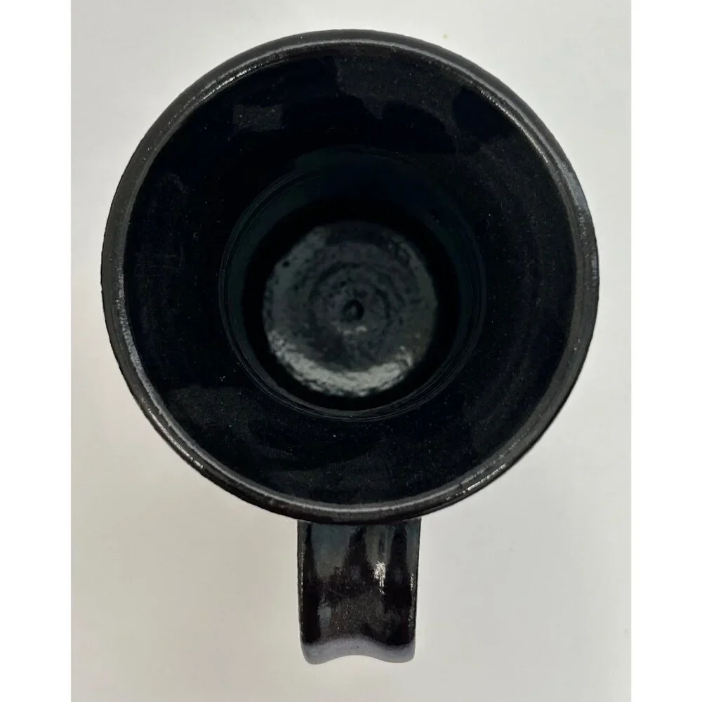 Pottery Mug Cup Black Glaze Brown Horse Motif Farmhouse Western Cottagecore Boho - Picture 8 of 12